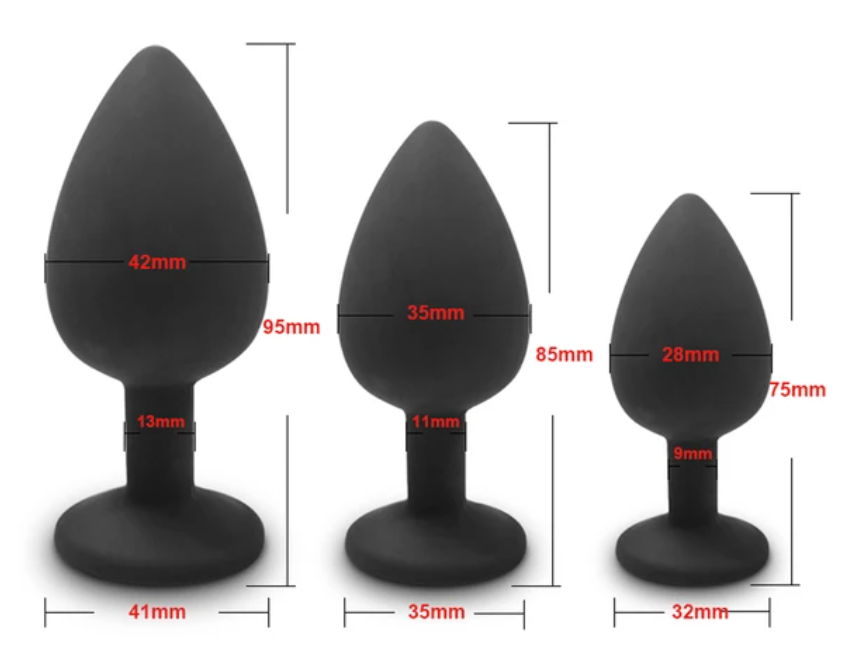 Conjunto de Plug Anal em Três Tamanhos - Silicone Macio e Confortável