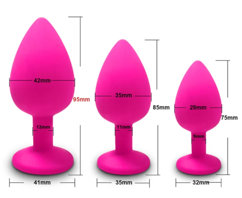 Conjunto de Plug Anal em Três Tamanhos - Silicone Macio e Confortável