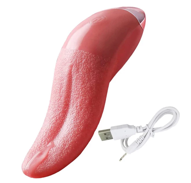 Vibrador Língua Realista para Mulheres - Estimulador Clitoriano e G-Spot com 10 Modos, Impermeável, Recarregável por USB