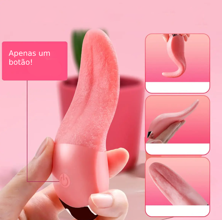 Vibrador Língua Realista para Mulheres - Estimulador Clitoriano e G-Spot com 10 Modos, Impermeável, Recarregável por USB