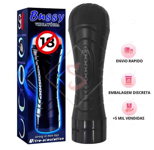 Masturbador Masculino Novo Vagina Lanterna Com Vibração Multivelocidade Preto TPR e ABS Pilha 27x10cm .image