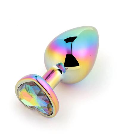 Plug anal colorido em forma de coração