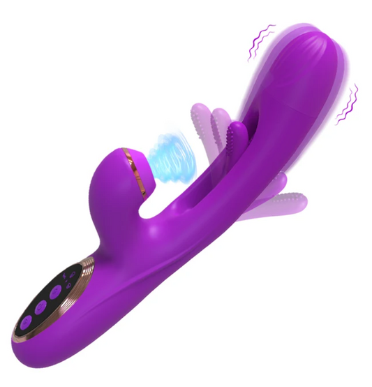 Vibrador Tapping Flapping de Silicone | Sugador & Língua Horizontal | 30 Modos de Vibração | À Prova d'Água