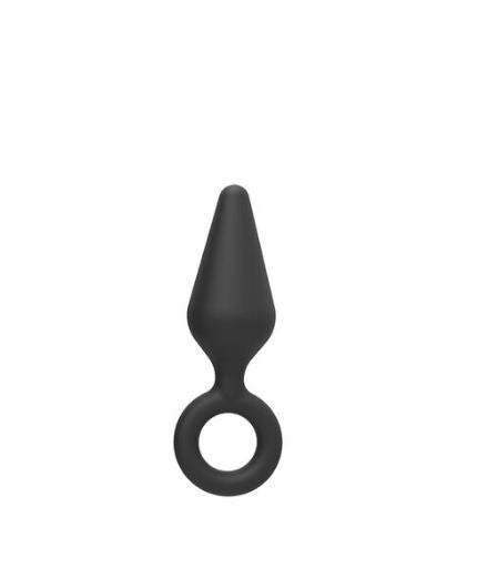 Kit Treinamento Anal de Silicone Diversos Tamanhos Preto com Argola de Segurança Pequeno